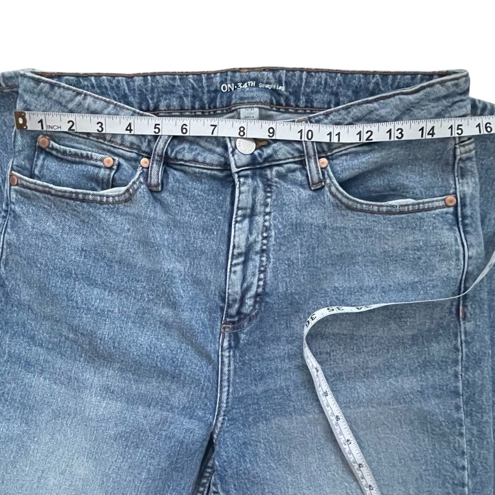 ON 34TH Straight Leg high rise Classic Blue Denim Jeans Sz: 12 / 31 - Picture 9 of 10